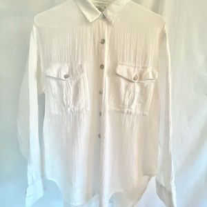 White Linen Blend Top
